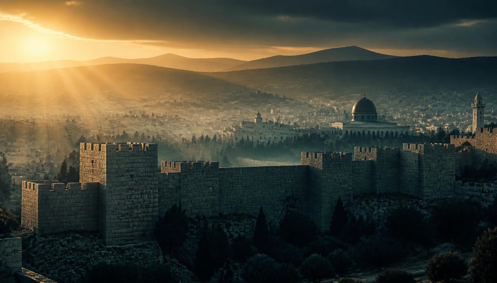 Jerusalém antiga ao amanhecer